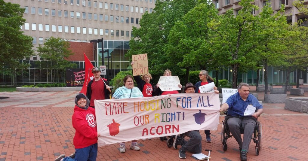 ACORN New Brunswick takes action to demand a rent cap extension in summer 2024.